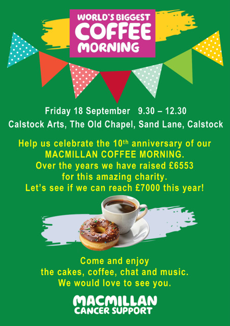 18 September – World`s biggest Coffee morning supporting Macmillan